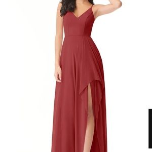 Red, Rust Azazie bridesmaids dress